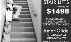 AmeriGlide Stair Lifts starting at $1,498!
Measurement and and Installation Services are available! We come to your home, all you have to do is call 806-379-6222.
AmeriGlide Raleigh is here to provide answers for all of your mobility issues. We carry a