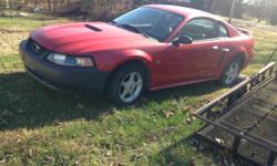 2002 red 2 door Ford Coupe Mustang - salvage title -