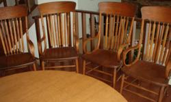 Set of 4 bent arm high back oak chairs. Can e-mail pics. terms are strictly cash. Ph 303-72-0190