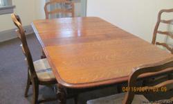 table with 2 extra leafs 4 chairs heavy need bottom coverd no leaves 46 long with both leaves 5 ft. wide 36 inches