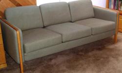 Office Furniture in excellent condition..."Thayer Coggin" Couch with solid oak trim and matching 2 high back Recliners.&nbsp; Asking $900. for all 3 pieces...CASH ONLY...Call to view at --.&nbsp; Also available Barrister Style Stackable BOOKCASES...Solid