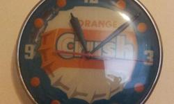 pam company orange crush clock. Runs good, 1956c slight hazing in the paint around the 6 saw a 1962 model sell at auction for 800.00