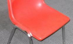 $12- orange plastic stacking chairs with chrome legs ...Look at the other thousands of items we have and do http://www.liquidatedstuff.com