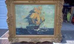 Original oil painting of a classic ship circa 1929 ? C. Ketchany ? framed in a 23 x 27 Museum Frame. Call Tom Taylor at 516 848 5179 or email me at Tom@mag4lists.com