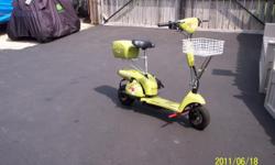 have a re-stored scooter that start's and runs good, it can not be lisenced, it has a top speed of 27mph, 49 cc engine with a oil mix of 58 to 1 ,all pasrts can be bought from monster scooter works, the best i can come up with is it's a 2005, the price is