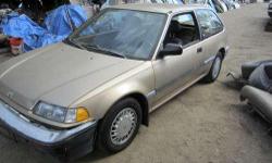 &nbsp;
Find the Parts you need here.
&nbsp;
Parting Out: 1989 Honda Civic
We are dismantling a 1989 Honda Civic.Hatchback 1.5 l engine 2wd Automatic Transmission Gold Exterior Brown Interior
Inventory REF #413
Check us out on Face Book as well. (Don't