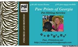 Paw Prints pet sitting service&nbsp;of Bonaire,&nbsp;Georgia. We are a professional,&nbsp;independently family&nbsp;owned business caring for your pet whether for a day or an extended period of time. We are here to help you feel safe and secure while we