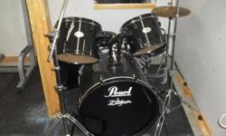 Five piece pearl drums. Zyldian hi-hat cymbals&nbsp;and crash. Camber ride cymbal, stool and newer heads. Great starter set. $425.00 607-435-0three5zero