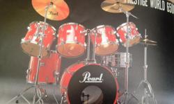 7 Piece&nbsp;Pearl World Series Drum Set in Coral Red
Cymbals include:
14" New Beat High Hat
22" China High
20" Thin Crash
12" Splash
21" Rock Ride
18" Crash Ride
16" Medium Crash
&nbsp;
All hardware included for drums and cymbals with a double bass