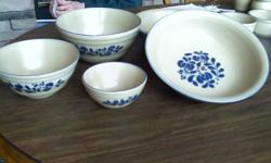 Oven safe and freezer safe. three piece mixing bowl set ad 2 very large pasta bowls. Excellent condition