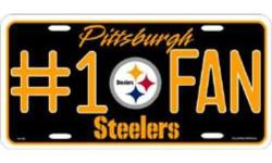 Show that you're the biggest fan on the road with this Pittsburgh Steelers Number 1 Fan License Plate! Fits easily onto any license plate frame, this is a great gift for any fan of the Pittsburgh Steelers. Get your Pittsburgh Steelers Number 1 Fan License