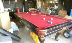 8' Pool Table
TC Maple
Shield pockets
burgundy cloth
Paid $1872.00 asking $1200.00 OBO
In very good condn. and worth all of $1200.00 but price is negotiable
I still have orig receipt..
comes with accessories
set of billiard balls
cues sticks
bridge stick