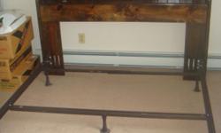 Dark pine queen size bed, with frame. Hardly used. Will accept best offer. Moving.