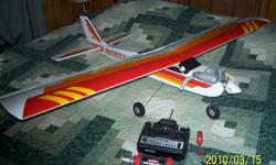 Hobbico Avistar trainer w/59" wingspan, nitro powered by a .46LA O.S. motor, Futaba.4 ch radio,receiver and servos.and everything needed to fly. Has only been flown once and flies great.i have about $600 in this plane and its accessories.Comes with 12v