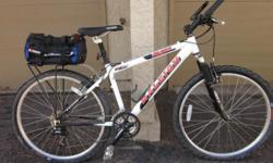 This Raleigh M80 Mountain Bike was purchased new in a retail bike shop in Colorado Springs around 2005.&nbsp; Except for a couple of laps around the the block, it has never been used.&nbsp; The luggage rack, REI bike bag, and water bottle holder were all