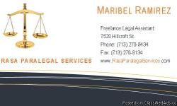 Legal Assistant and Paralegal Services www.rasaparalegalservices.com
We are a full service Bilingual, Legal Assistant, Paralegal firm with extensive experience in State and Federal Law. Under Attorney Supervision, we provide Legal Support, Document