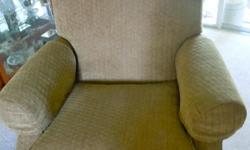 Recliner arm chair. &nbsp;Olive green, raised fabric, very comfortable and sturdy. &nbsp;
