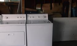 White refurbished washer and electric dryer, new water pump and water valve on washer and new rollers on dryer. Washer comes with hoses and dryer comes with 3 prong electric cord. IF interested call --