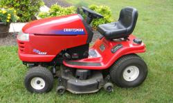 Craftsman, 18.5 HP housed inside, Needs clutch, overall condition very good, otherwise. Good for someone who does own repairs.