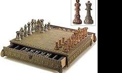 Enjoy the game of chess on a set so splendid that it would be right at home in a Renaissance palace! Stunning sculpted pieces and beautifully appointed board are lavishly detailed and finished in rich metallic for a lustrous look of timeless luxury.