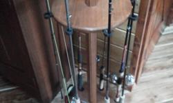 Rustic Custom Fishing Pole Rack
Pictured is&nbsp; a solid Cherry...
Can be done in Oak, Pine, Cherry or Wormy Chestnut.
Call or text for more information -- or email huddlestonc71@yahoo.com