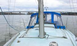 This boat has a full cockpit canvas enclosure. Atomic4 30hp motor ( runs great). Roller furling with small jib plus bigger newer jib in a bag, main and an almost new spinnaker with a sock.
propane stove with oven, fridge with freezer that runs on propane