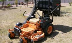 SCAG TIGER CAT RIDING MOWER - MODEL NO. STC48V-19KAl - 48 INCH MOWER DECK.
19 HP - APPROX. 140 HOURS - 2 GAS TANKS
MOWER IS IN LIKE-NEW CONDITION. DON'T HAVE TO LEAVE DRIVER'S SEAT TO DUMP.
WE JUST MOVED FROM NEVADA AND HAVE NO NEED FOR THE MOWER.
IF