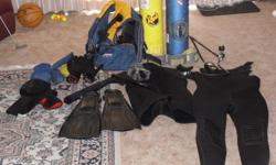 full set of scuba gear,plus two tanks.suit size, medium/ large.all equipment recently inspected.P.H 360-808-7165.