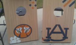 Customized cornholes with hand painted logos! I will paint your favorite team's logo on two cornhole boards, which are then covered in lacquer to weatherize the boards! Very durable and perfect for tailgating or hosting a party! Order yours today and I