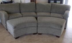 Sectional Couch with matching ottomans in a green tweed material,more in the sage color family. No rips or tears. The couch is like brand new and is in an area of the house that no one uses. This couch cost $2400 new. A smoke free home. Asking $400 and