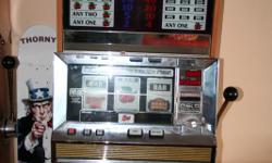 Working slot machine, coin operated and ready for action. I will deliver in the immediate area for free. If you live between 25 and 50 miles from Sierra vista, I will deliver for an additional $25. From 50 miles to 75, I will deliver for an additional
