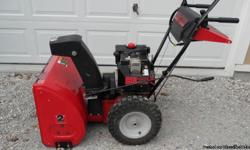 I have a 26" snow thrower with 8.5 hp self start engine. Excellent condition.