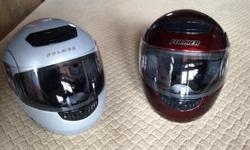 2 new&nbsp;Fulmer Snowmobile helmets, valued at $115 each.&nbsp;Dk red, size small (fits ladies) and gray med (mens). Each come with soft storage cover.