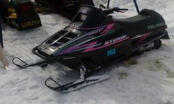 asking $1400. 94 polaris indy storm 800. borded 40 over,custom piped racing cluch,V force 3 reeds,new track with 144 studs 3300 mile...one of a kind get it now before its gone. for more information call (269)757-1193.