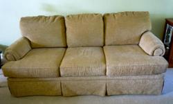 gold couch, 78" wide and 38" deep. &nbsp;very comfortable, good condition. &nbsp;no stains or wear spots.