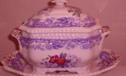 Tureen With Lid And Underplate in the Mayflower pattern by Spode China.
same as http://www.replacements.com/webquote/images.htm