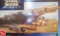 VINTAGE STAR WARS MODEL KIT,&nbsp;rare, 14x10, Episode1, Anakin's pod racer, 150-parts, display stand, cockpit w/Anakin figure, forward vanes, 1:32scale, AMT/ERTL manufacture, in shrink wrap, never opened, mint, $25. +(DURYEA), PA &nbsp; Call,