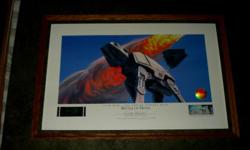 Limited Edition Lithograph with Illuminated Film Frames: 70mm film frame mounted in a bevel-cut matte surrounded
by storyboards and conceptual artwork $75 each call Dan at (916) 912-3056 or (916)705-7518
:"Cloud City of Bespin", signed by Ralph McQuarrie,