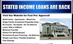 Has your bank said ?No? because your credit and/or documentable income disqualifies you?
&nbsp;
WBG Commercial Lending?s Stated Income Commercial Loans provides favorable, flexible lending solutions and a fast, simple approval process to borrowers whose