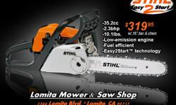 1 year manufacturer warranty for Home users
Double the warranty to 2 years when purchasing STIHL HP Ultra oil
FREE 2011 STIHL Calendar with purchase of any STIHL equipment
Visit us for more information!
products are prohibited from being sold over the