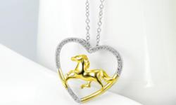 Sterling silver open heart Horse necklace with Platinum & 18K Gold plating. 20" chain, Jewelry box included
Available at&nbsp;www.angelsandpaws.com