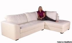 Suraga Bonded Leather Sectional Sofa
&nbsp;
*Specifications
>solid wood/foam construction
>covered with white bonded leather
>ships in two carton
>condo size
&nbsp;
*Xmas Deal
Regular price $999.99, Now $899.99
While quantities last!
&nbsp;
Shop online at