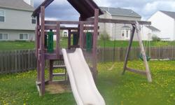 I have a wooden swingset for sale.Comes w/ a baby swing, 1 regular swing, slide and ladder get to tower. asking 125 or best offer
.please email me .thanks.