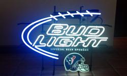 &nbsp;New texans budlight neon sign $250
New budweiser neon logo $200 obo
New budlight pooltable light $200
New budweiser mirror $70 obo
New budlight platinum $70 obo
New houston texans canopy $350 obo
serious buyers only everything is new never used . no