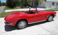 This car will turn heads!! Red on Red convertible in B+ condition.&nbsp; Looks and drives great!&nbsp; I only took it to car shows, but you could drive it everyday. 350 cu. in. V-8 with 4 speed standard transmission and white convertible top.&nbsp; Take a