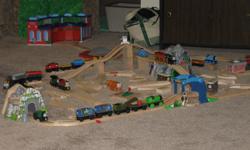 Thomas train set with lots of stations, trains and track.