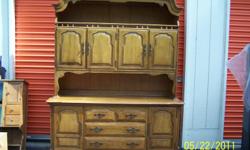 this is a nice solid hutch does have a few nicks,i have this hutch in storage,got no room for it,take good look at pictures,if interested ,give me a call,need to let someone that can use this hutch take it home,,thanks for looking. 503-849-7988