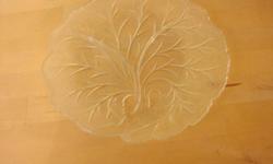 Very pretty three-section glass plate with tree pattern. Frosted glass. In fantastic condition!