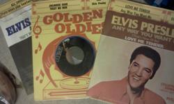 Records have never been opened. "LOVE ME TENDER" flipside ANY WAY YOU WANT ME; "JAILHOUSE ROCK" flipside TREAT ME NICE; "ALL SHOOK UP" flipside THAT'S WHEN YOUR HEARTACHE S BEGIN---This one record has been opened.