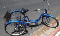 Three Wheel 26" Adult Tricycle (Schwinn) Fully assembled, original price $475.00 excellent condition. Tire Pump and Manual included.&nbsp;&nbsp;&nbsp;